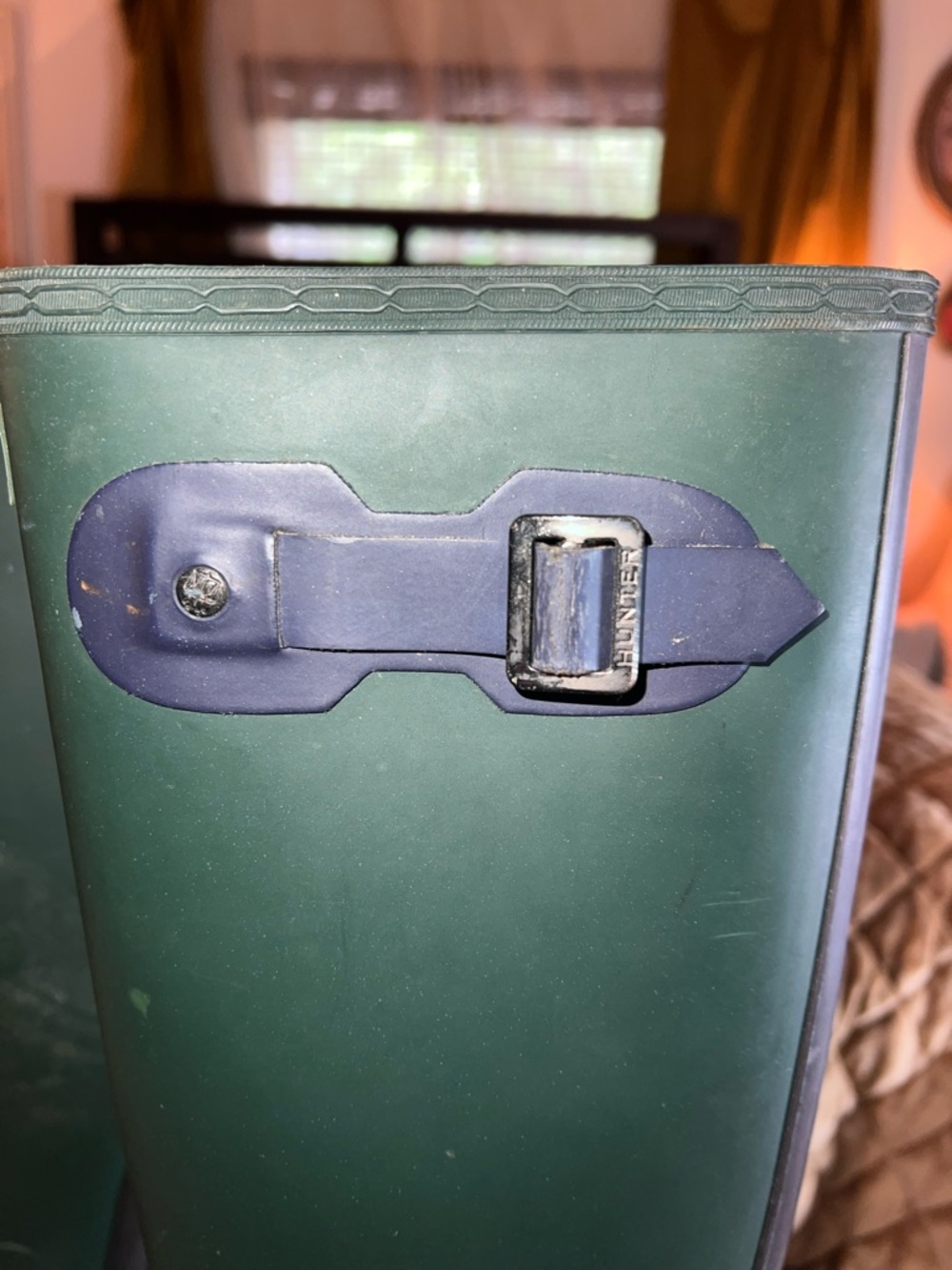 Hunter Dark Green Tall Rain Boots with Purple Soles. Limited edition. - Picture 4 of 9